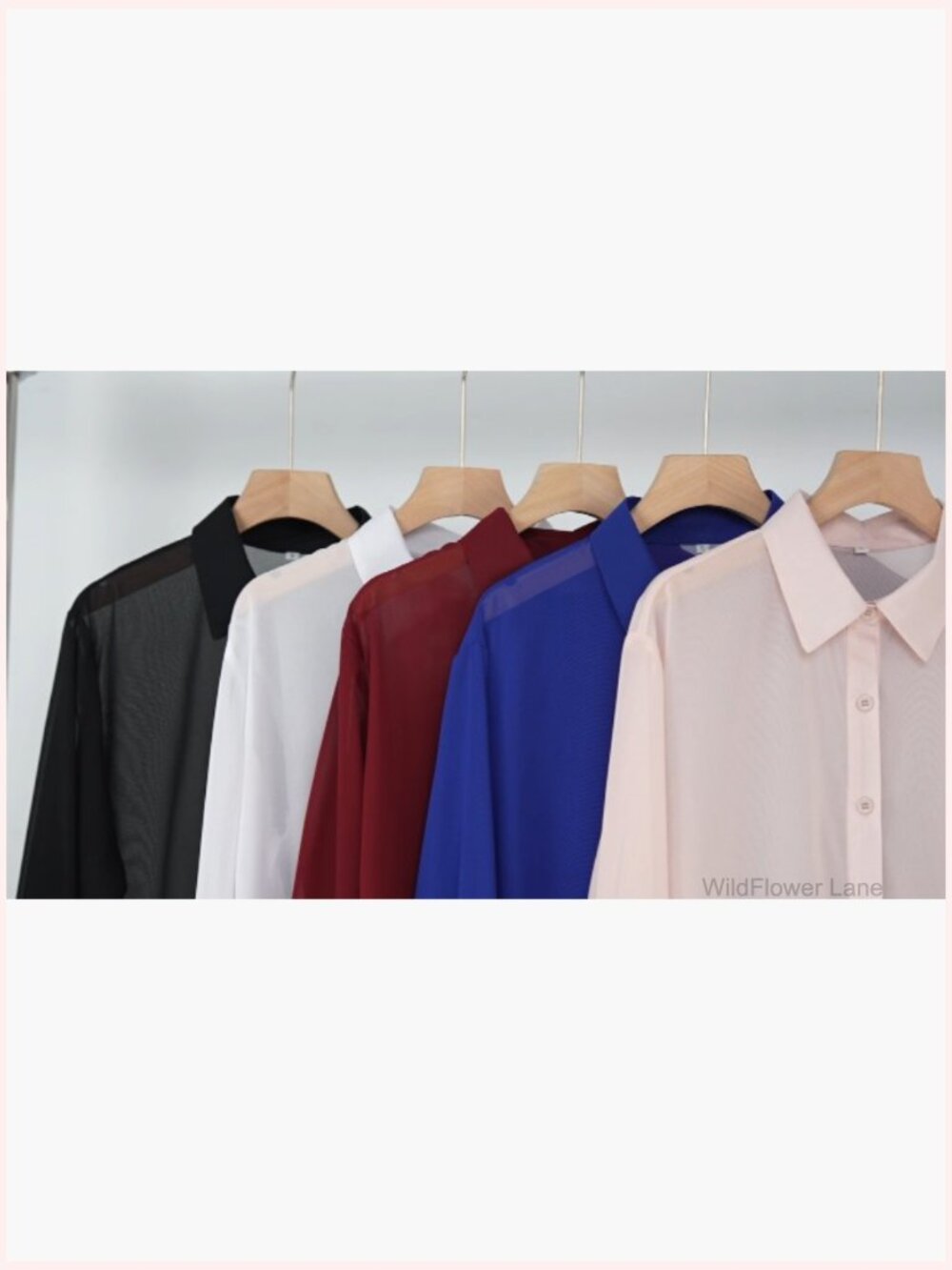 Sheer Button Down Shirt Long Sleeve See Through Chiffon Blouse Tunic Tops - Picture 7 of 7